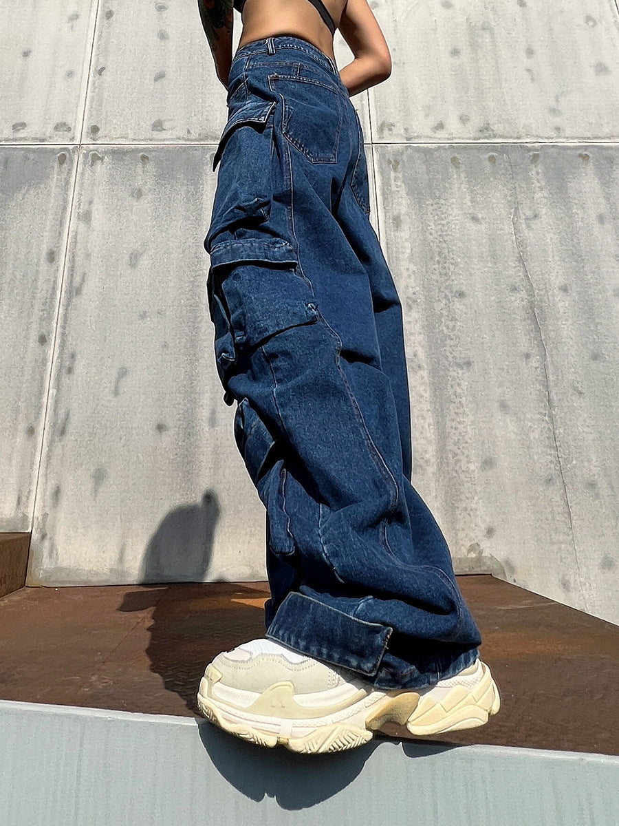 Pantalon large taille haute avec grandes poches – Style décontracté et tendance