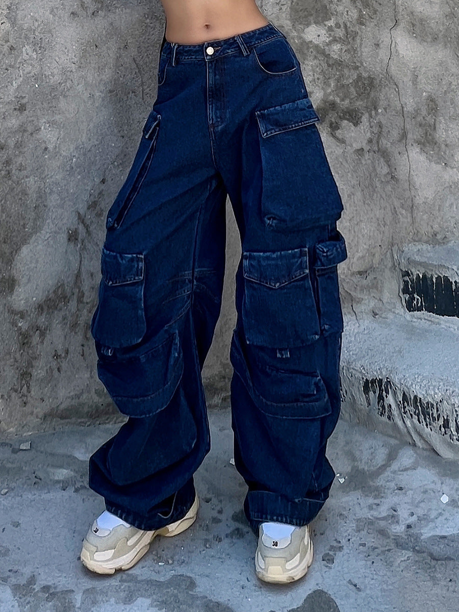 Pantalon large taille haute avec grandes poches – Style décontracté et tendance
