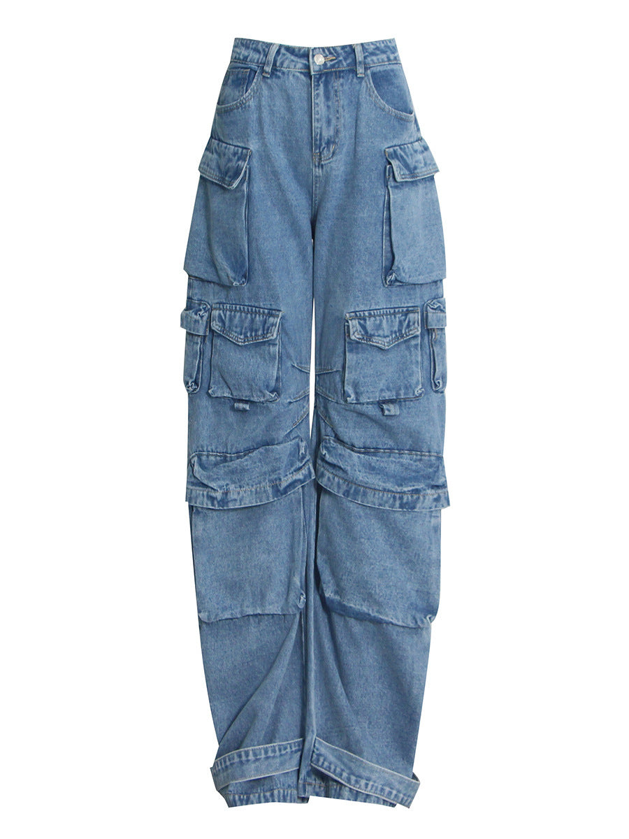 Pantalon large taille haute avec grandes poches – Style décontracté et tendance