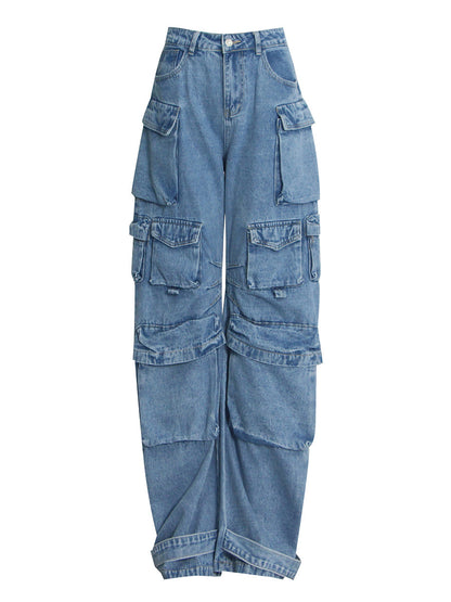 Pantalon large taille haute avec grandes poches – Style décontracté et tendance
