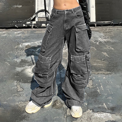 Pantalon large taille haute avec grandes poches – Style décontracté et tendance