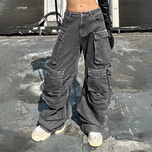 Pantalon large taille haute avec grandes poches – Style décontracté et tendance