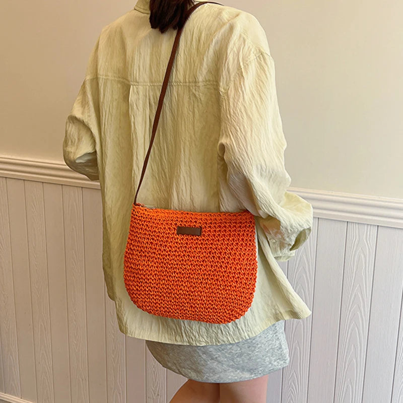 Sac de Plage Bohème en Paille pour Femme – Fait Main, Grande Capacité, Style Décontracté