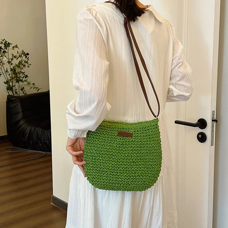 Sac de Plage Bohème en Paille pour Femme – Fait Main, Grande Capacité, Style Décontracté