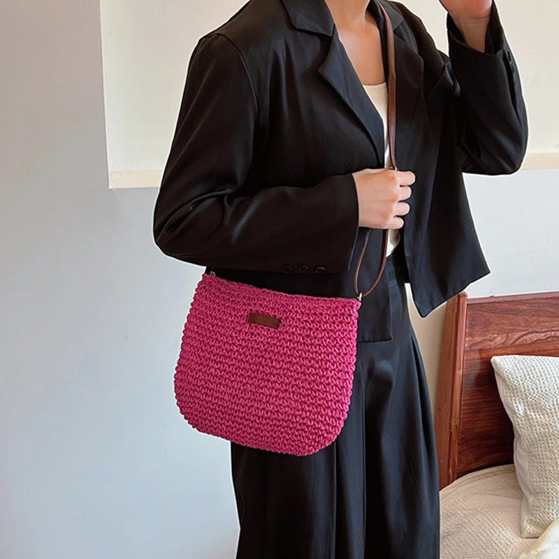Sac de Plage Bohème en Paille pour Femme – Fait Main, Grande Capacité, Style Décontracté